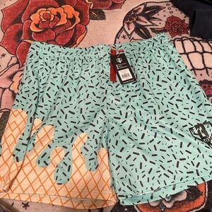 Mint Green and Orange Athletic Shorts by Unknown Brand